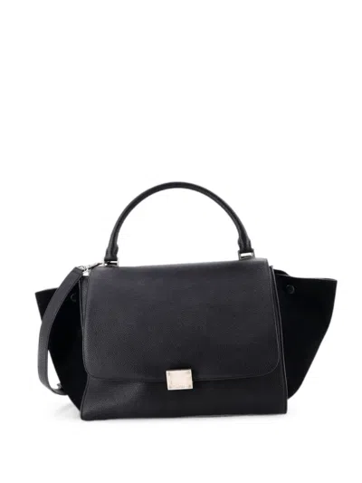 Pre-owned Celine Trapeze Bag Leather Medium Satchel In Black