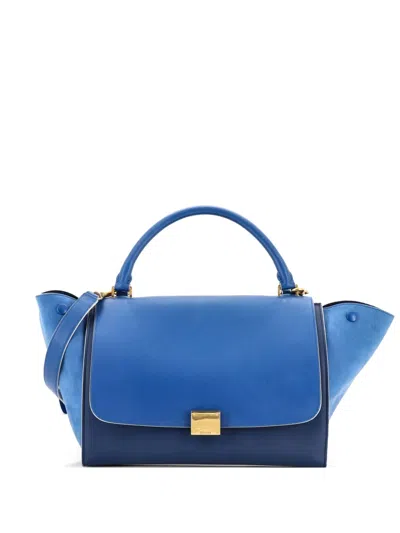 Pre-owned Celine Trapeze Bag Leather Medium Satchel In Blue