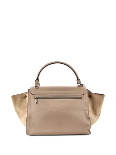 Pre-owned Celine Trapeze Bag Leather Medium Satchel In Neutral