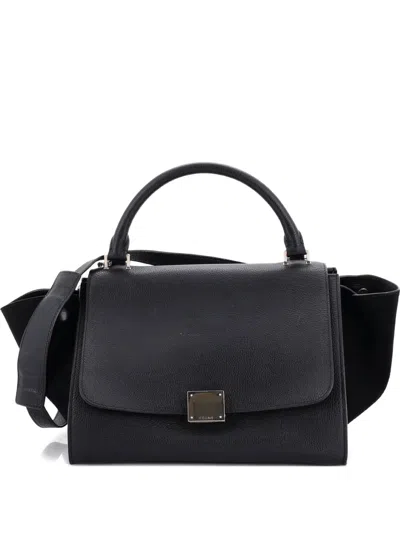 Pre-owned Celine Trapeze Bag Leather Small Satchel In Black
