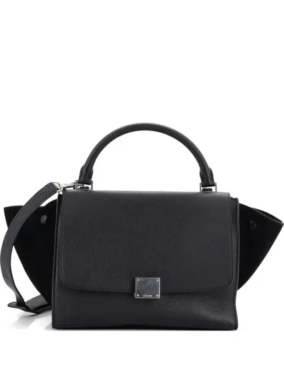 Pre-owned Celine Trapeze Bag Leather Small Satchel In Black