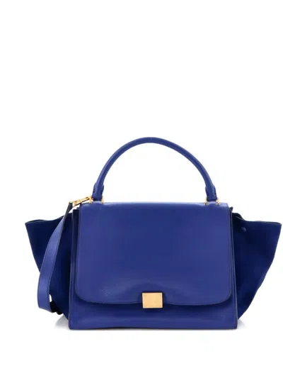Pre-owned Celine Trapeze Bag Leather Small Satchel In Blue