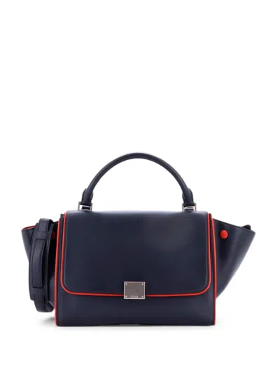 Pre-owned Celine Trapeze Bag Leather Small Satchel In Blue