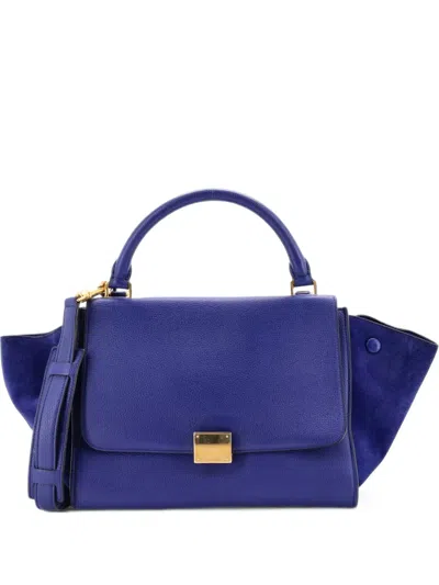 Pre-owned Celine Trapeze Bag Leather Small Satchel In Blue