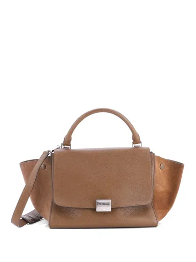 Pre-owned Celine Trapeze Bag Leather Small Satchel In Brown