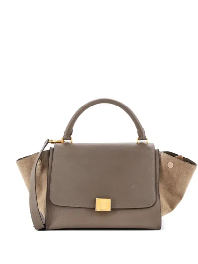 Pre-owned Celine Trapeze Bag Leather Small Satchel In Brown