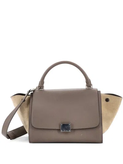 Pre-owned Celine Trapeze Bag Leather Small Satchel In Gray