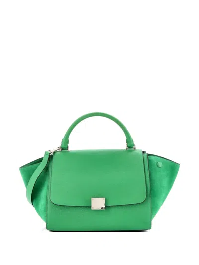 Pre-owned Celine Trapeze Bag Leather Small Satchel In Green