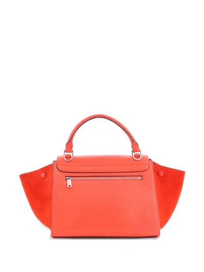 Pre-owned Celine Trapeze Bag Leather Small Satchel In Orange