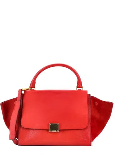 Pre-owned Celine Trapeze Bag Leather Small Satchel In Red