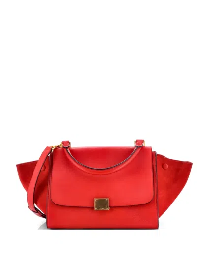 Pre-owned Celine Trapeze Bag Leather Small Satchel In Red