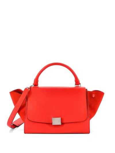 Pre-owned Celine Trapeze Bag Leather Small Satchel In Red