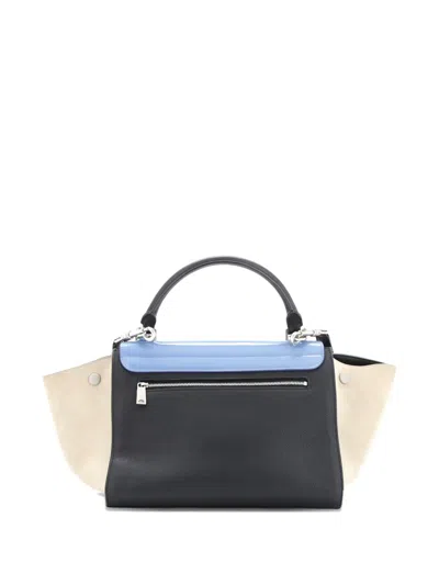 Pre-owned Celine Trapeze Bag Leather With Patent Small Satchel In Black