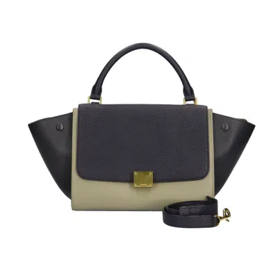 Pre-owned Celine Trapeze Beige Navy Handbag Shoulder Bag () In Beige, Navy