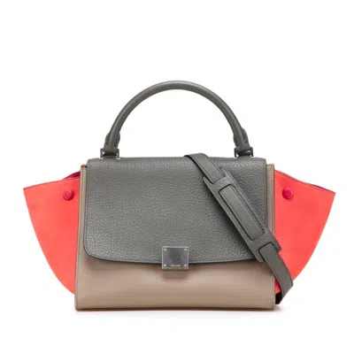 Pre-owned Celine Trapeze Beige Pink Gray Beige Leather Handbag Shoulder Bag ()