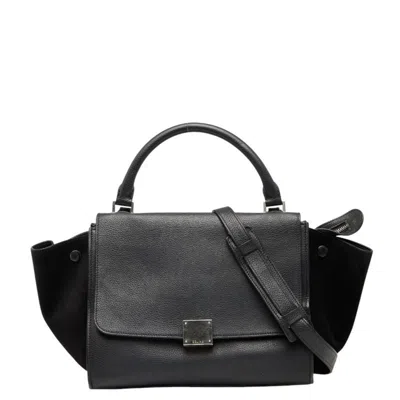 Pre-owned Celine Trapeze Black Leather Suede Handbag Shoulder Bag ()