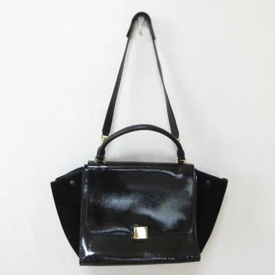 Pre-owned Celine Trapeze Black Patent Leather Handbag Shoulder Bag ()