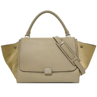 Pre-owned Celine Trapeze Gray Beige Leather Handbag Shoulder Bag ()
