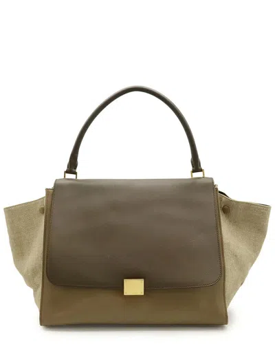Celine Trapeze Leather Canvas Handbag (authentic Pre-loved) In Black