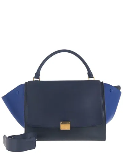 Celine Trapeze Medium Leather Handbag (authentic Pre-loved) In Blue
