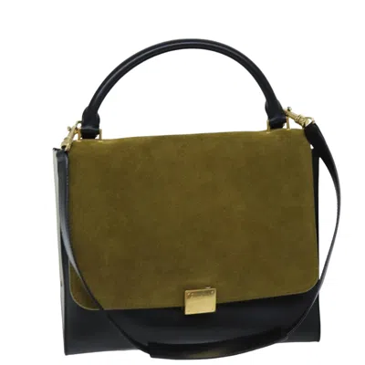 Pre-owned Celine Trapèze Suede Handbag () In Black