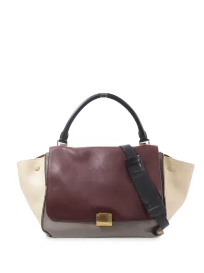 Pre-owned Celine Trapeze Two-way Calfskin Tote Bag In Red