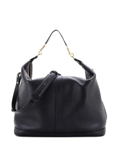 Pre-owned Celine Travel 6 Leather Hobo Bag In Black