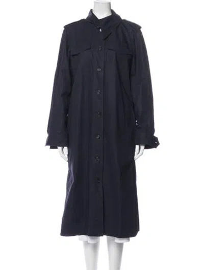 Pre-owned Celine Trench Coat In Blue