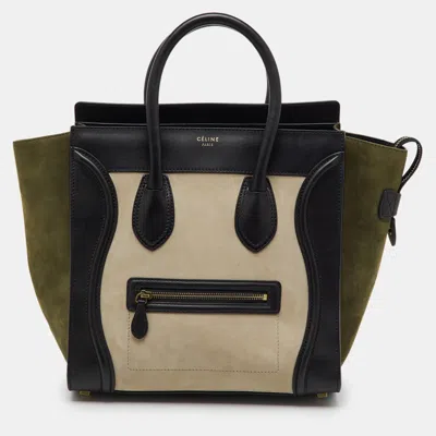 Pre-owned Celine Tri Color Leather And Nubuck Leather Mini Luggage Tote In Multi