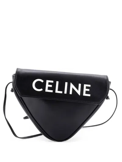 Pre-owned Celine Triangle Bag Leather Small Crossbody Bag In Black