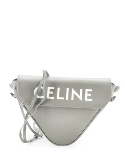 Pre-owned Celine Triangle Bag Leather Small Crossbody Bag In Gray