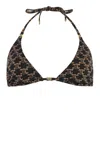 Celine Stretch Fabric Triangle Bikini Top With All-over Logo