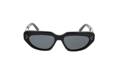 Celine Triangle Frame Sunglasses In Shiny Black / Smoke