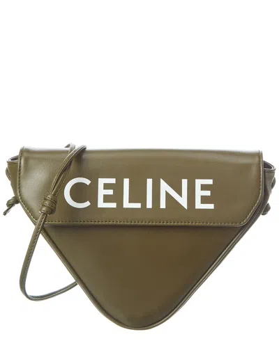 Celine Triangle Leather Shoulder Bag In Green