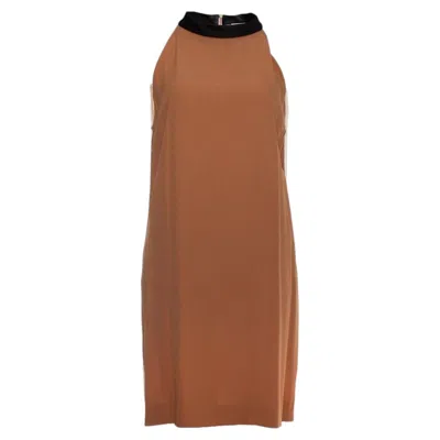 Pre-owned Celine , Tricolor Halter Dress In Brown