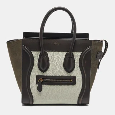 Pre-owned Celine Tricolor Leather And Nubuck Micro Luggage Tote In Multi