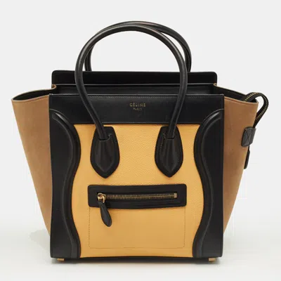Pre-owned Celine Tricolor Leather And Nubuck Micro Luggage Tote In Multi
