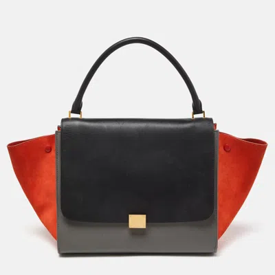 Pre-owned Celine Tricolor Leather And Suede Large Trapeze Bag In Multicolor