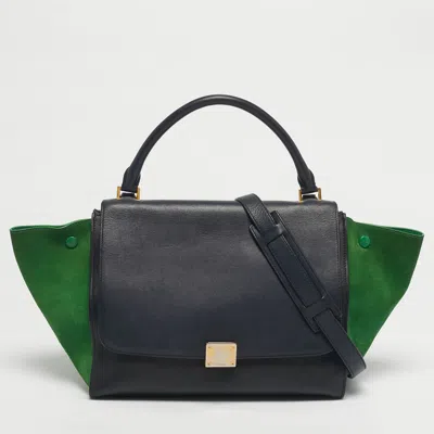 Pre-owned Celine Tricolor Leather And Suede Medium Trapeze Bag In Multi