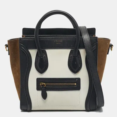 Pre-owned Celine Tricolor Leather And Suede Nano Luggage Tote In Multi