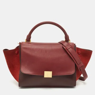 Pre-owned Celine Tricolor Leather And Suede Small Trapeze Top Handle Bag