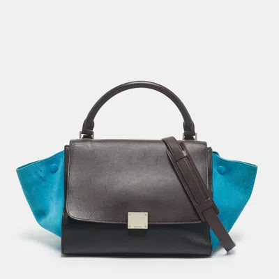 Pre-owned Celine Tricolor Leather And Suede Small Trapeze Top Handle Bag In Multi
