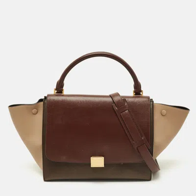Pre-owned Celine Tricolor Leather Medium Trapeze Top Handle Bag In Multi