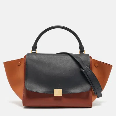 Pre-owned Celine Tricolor Leather Medium Trapeze Top Handle Bag In Multicolor