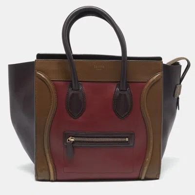 Pre-owned Celine Tricolor Leather Mini Luggage Tote In Multicolor