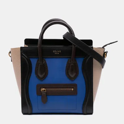 Pre-owned Celine Tricolor Leather Nano Luggage Tote In Multi