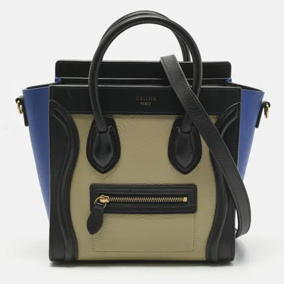 Pre-owned Celine Tricolor Leather Nano Luggage Tote In Multi