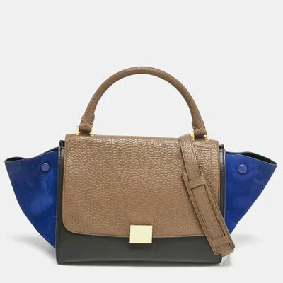 Pre-owned Celine Tricolor Leather Small Trapeze Top Handle Bag