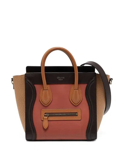 Pre-owned Celine Tricolor Leather Tote Bag In Brown