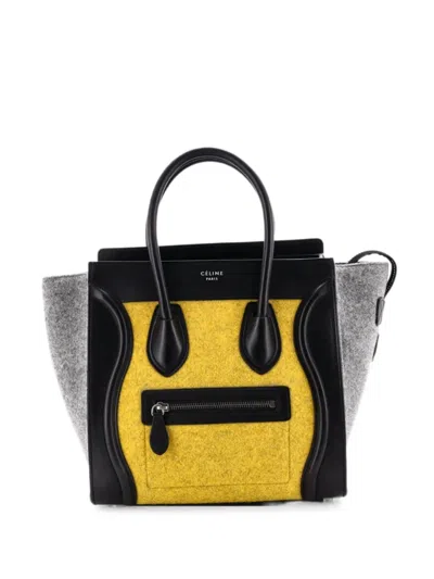 Pre-owned Celine Tricolor Luggage Bag Felt Micro Tote Bag In Black